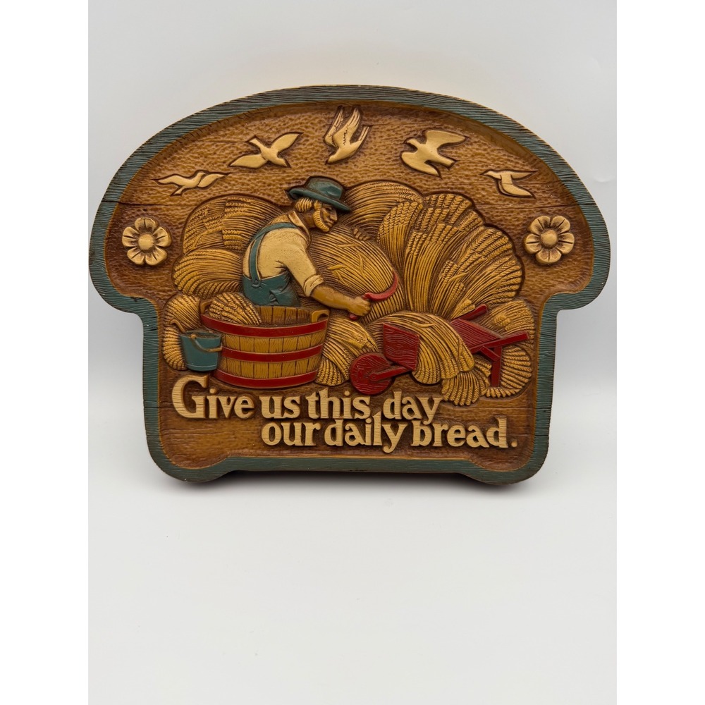 Vintage 1976 Burwood Products Give Us This Day Our Daily Bread Wall Plaque 2769
